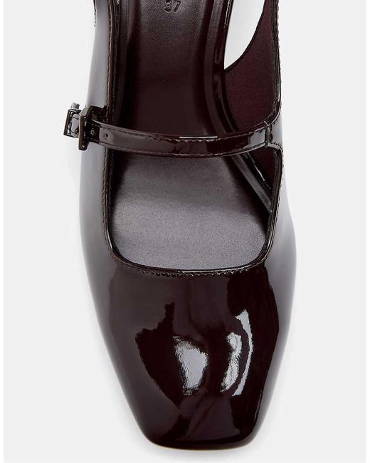 Stradivarius Brown Mary Jane Block Heel