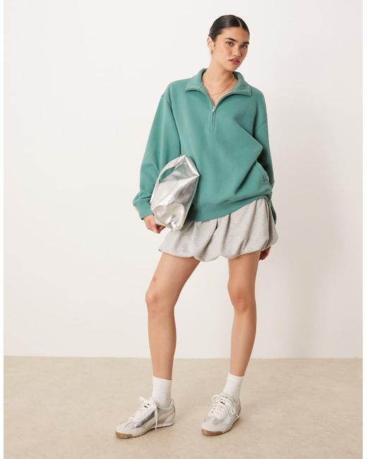 Abercrombie & Fitch Gestreept Sweatshirt Met Korte Rits in het Green