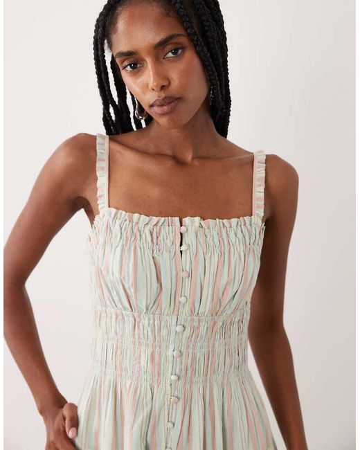 Abercrombie & Fitch Natural V Neck Button Through Maxi Dress