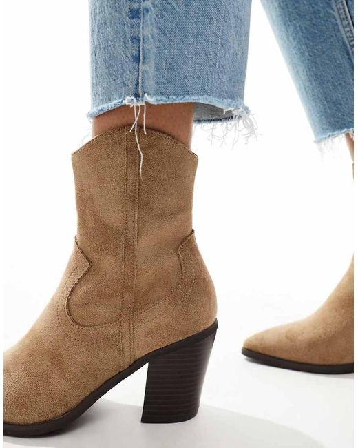 ASOS White Rational Heeled Western Boots