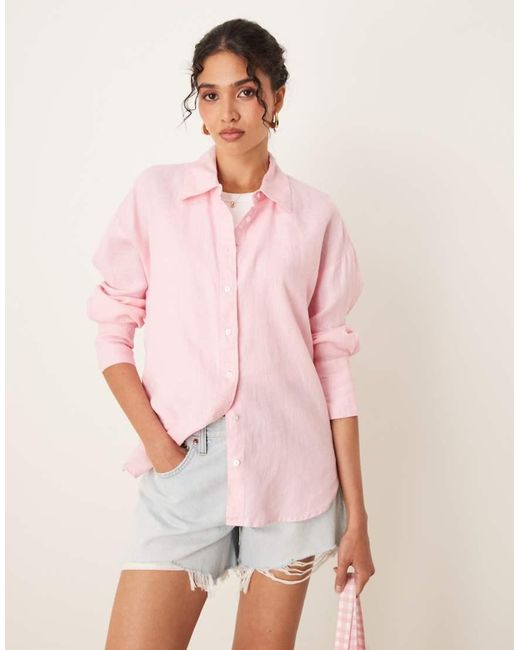 Mango Pink Linen Shirt