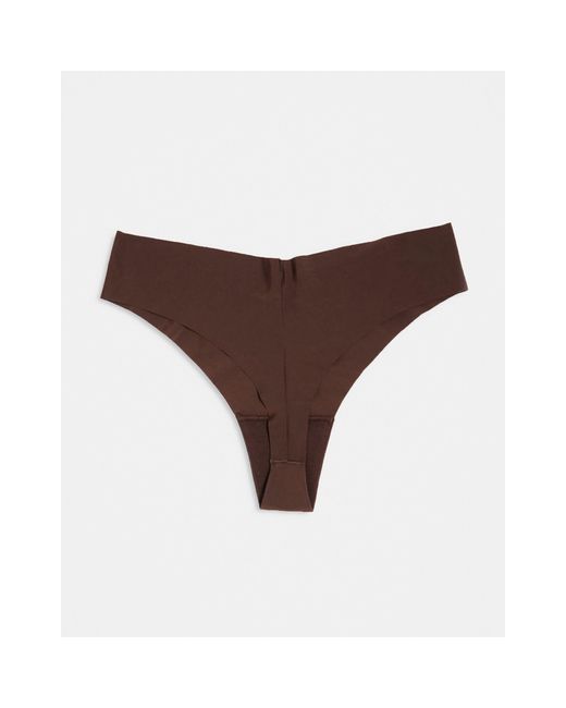 Lindex Brown 3 Pack High Leg Invisible Thong