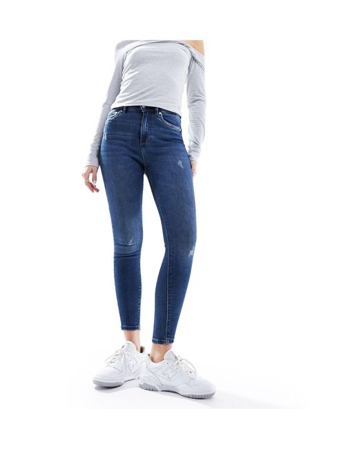 ONLY Blue High Waist Ankle Length Skinny Jeans