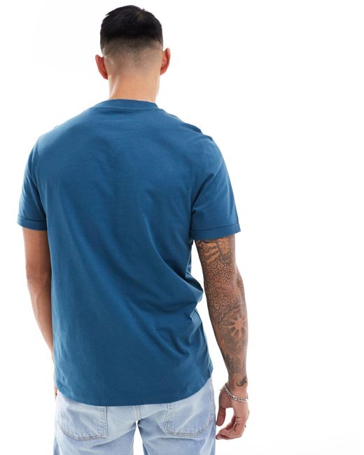 ASOS – es t-shirt mit rollärmeln in Blue für Herren
