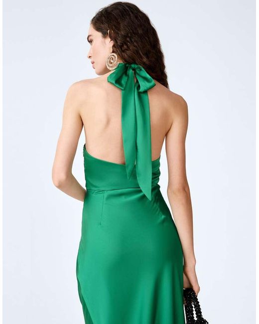 OMNES Green Dresses Arles Halterneck Satin Maxi Dress