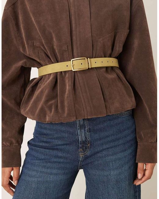 ASOS Blue Waist And Hip Faux Suede Square Buckle Belt