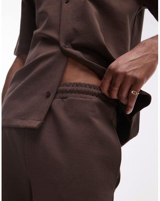 Topman – hochwertige jogginghose aus interlock in Brown für Herren