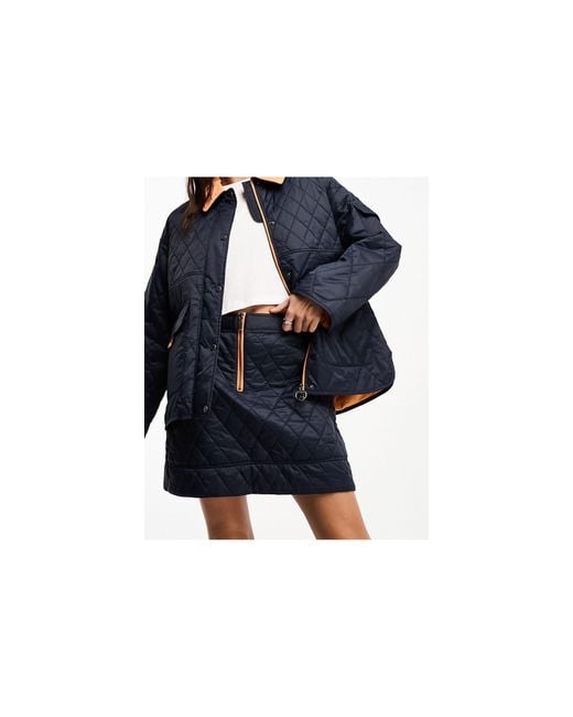 Barbour Blue X Asos Exclusive Quilted Mini Skirt