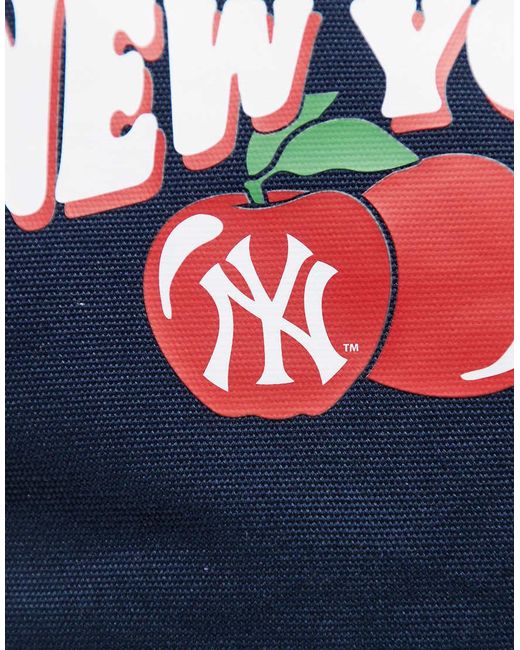KTZ Blue Ny Yankees Womens Graphic Fruit Print Logo Tote Bag