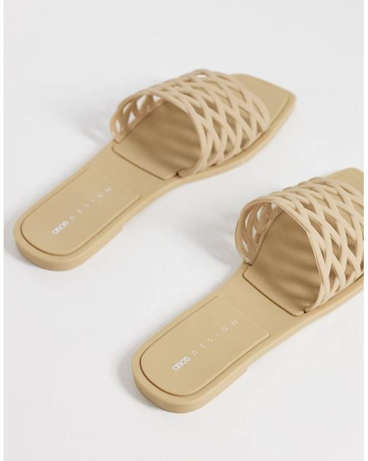 ASOS Natural Faris Woven Jelly Flat Mules