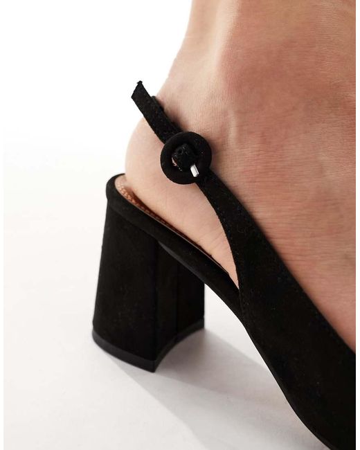 ASOS Blue Wide Fit Sutton Slingback Mid Block Heeled Shoes