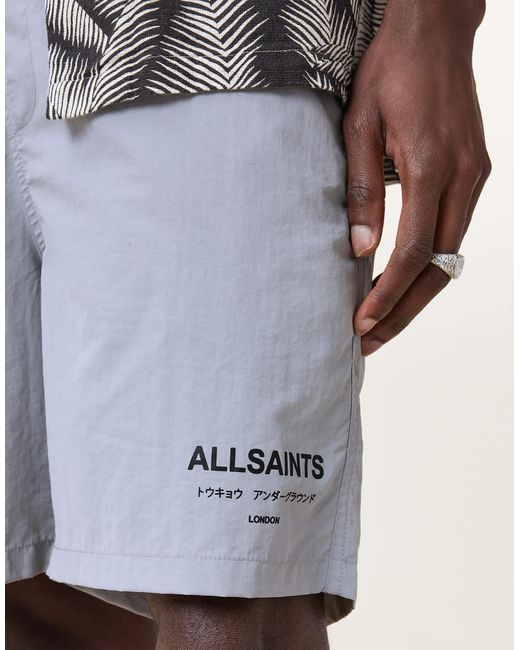 AllSaints – underground – badeshorts in White für Herren