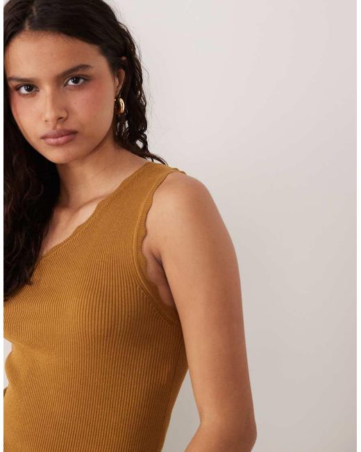 Jdy Blue One Shoulder Scallop Edge Top