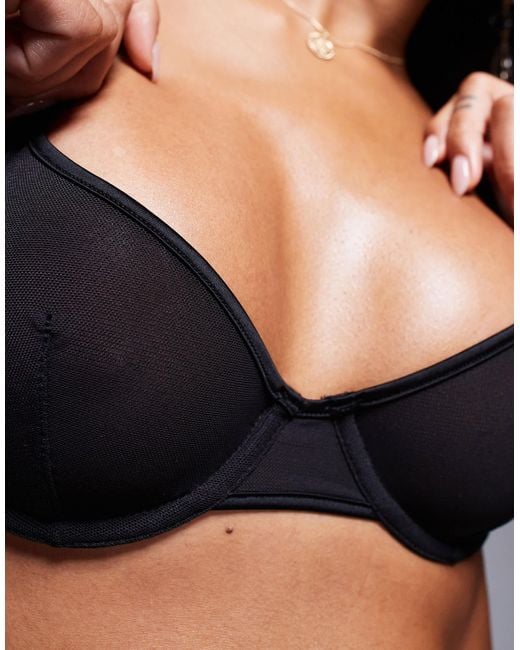 ASOS Black Lennox Mesh Underwired Bra With Satin Binding