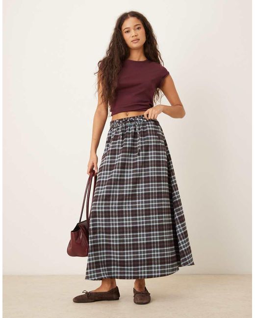 Neon Rose Multicolor Midaxi Check Skirt