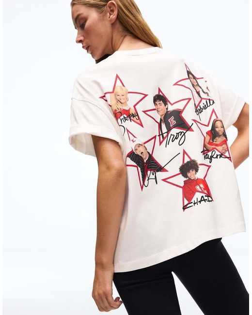 Bershka Pink Boxy High School Musical Print T-shirt