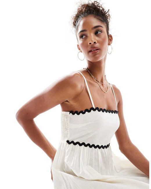 Wednesday's Girl White Contrast Trim Maxi Dress