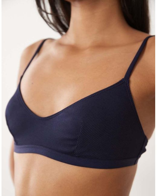 ASOS Blue Nora 2 Pack Ribbed Crop Bralette