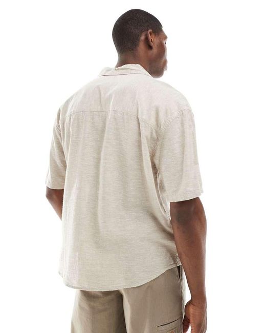 Only & Sons White Linen Mix Relaxed Resort Shirt for men