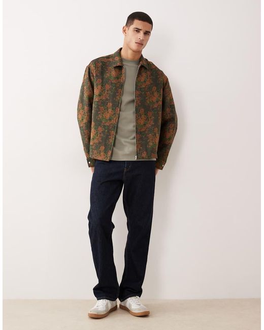 ASOS Brown Boxy Oversized Zip Through Shirt for men