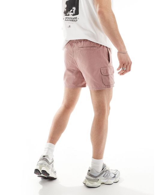 ASOS – schmal geschnittene cargo-shorts in Pink für Herren