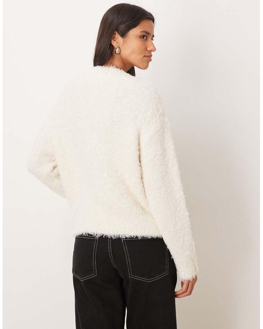 Mango Natural V Neck Fluffy Jumper