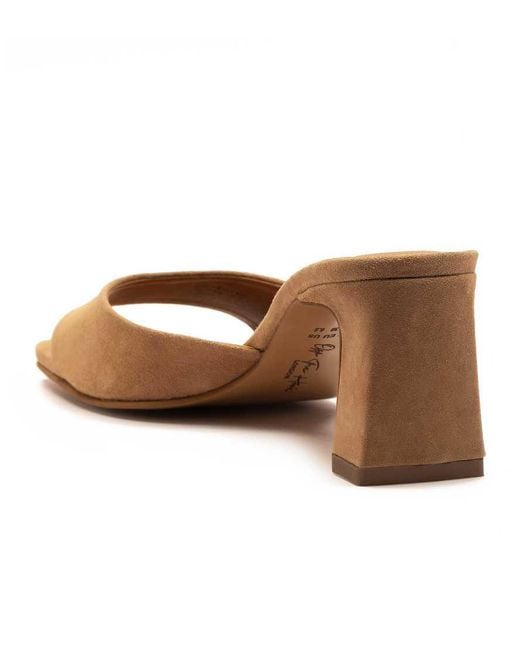 OFF THE HOOK Brown 'Park' Suede Leather Block Heel Heeled Sandals