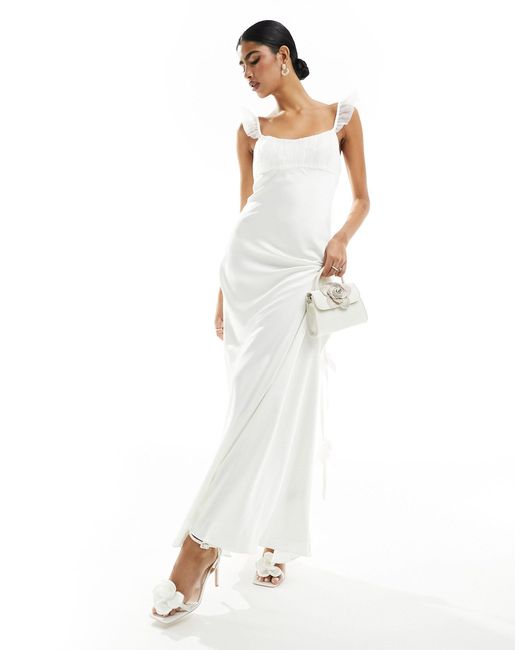 EVER NEW White Bridal Trailing Rose Maxi Dress
