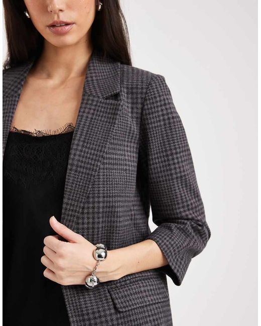 Vero Moda Black Oversized Texture Ruched Sleeve Blazer