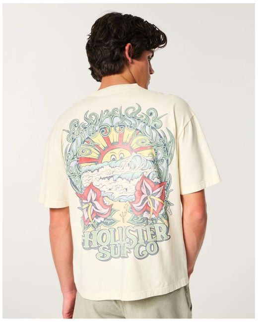 Hollister Natural Boxy Heavyweight Logo Graphic Tee for men