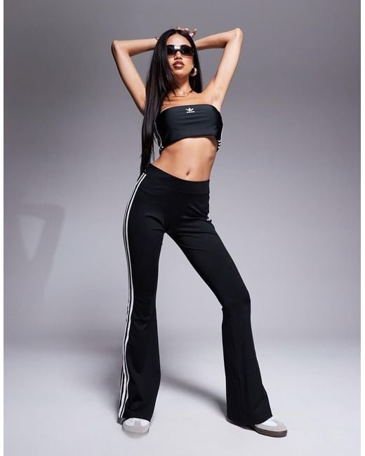 Adidas Originals Black Three Stripe Flared Leggings