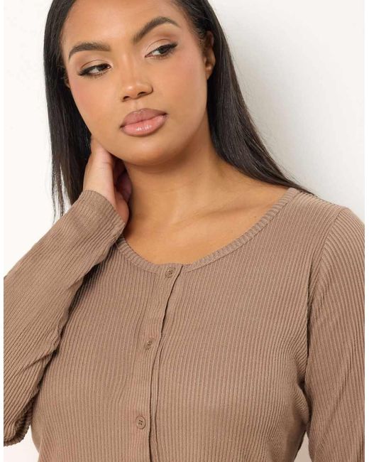 Yours Clothing Natural Jersey Ribbed Cardigan
