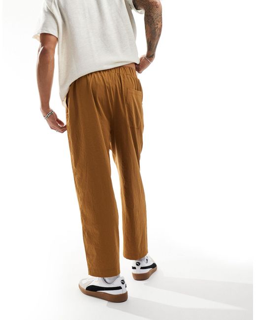 Pantalon court large décontracté à enfiler - marron Reclaimed (vintage) pour homme en coloris White