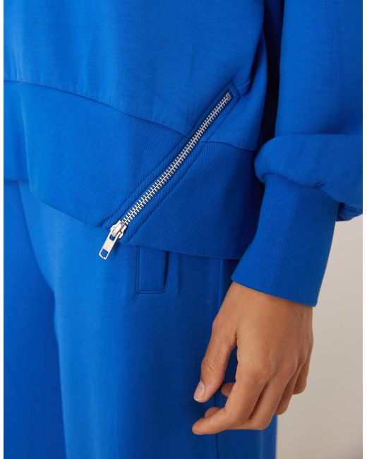 ASOS Blue Cupro Funnel Neck Sweatshirt