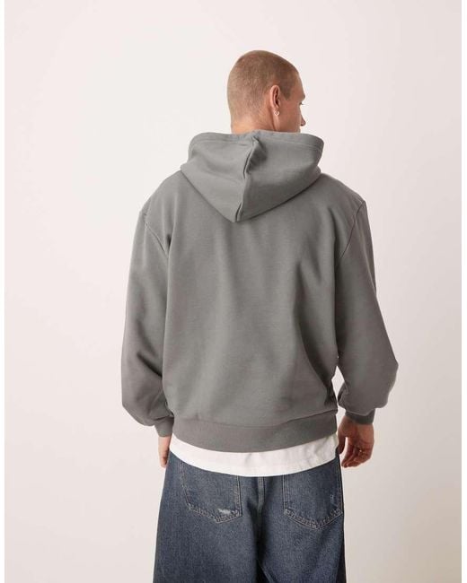 ASOS Gray Premium Heavyweight Oversized Hoodie With Bell Sleeve for men