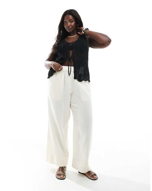 ONLY Black Tie Front Crochet Vest