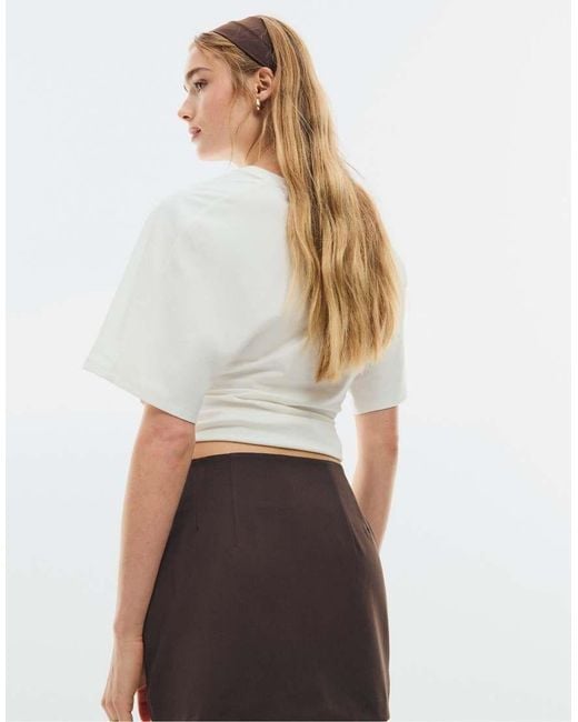 Stradivarius White Skort With Side Slit