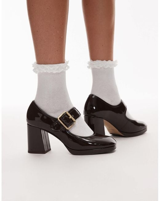 Other Stories Women's Black Premium Block Heel Mary Jane Shoes