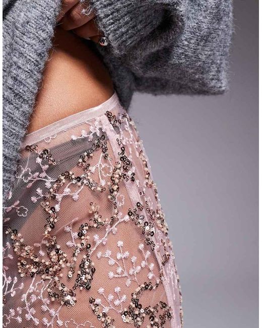 ASOS Gray Delicate Lace Scatter Sequin Maxi Skirt