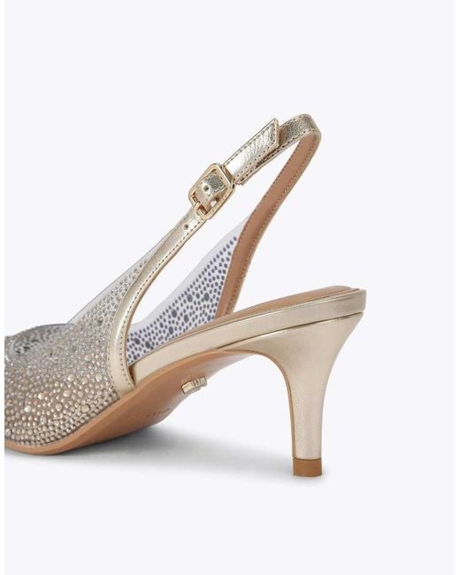 Carvela Kurt Geiger White Lovebird Rhinestone-Embellished Vinyl Slingback Courts