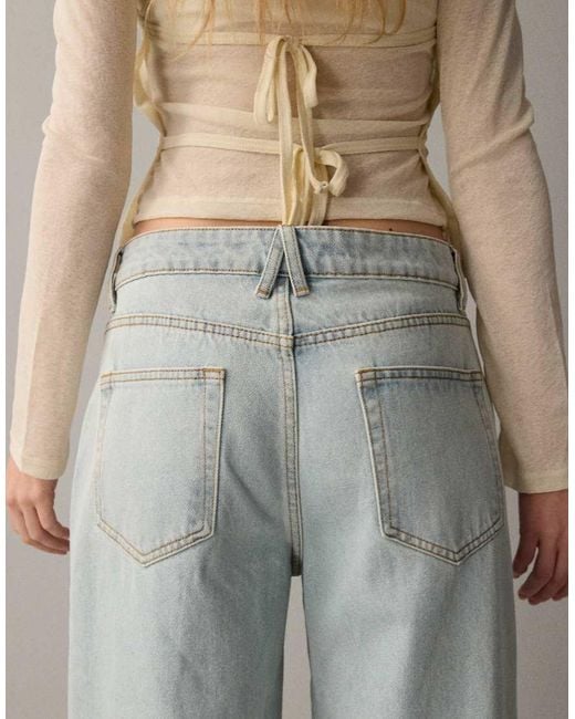 Lioness Blue Penny Asymmetric Button Detail Relaxed Leg Jeans