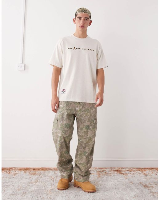 Aape by a bathing ape - t-shirt coupe carrée avec imprimé sur la poitrine et au dos - beige Aape By A Bathing Ape pour homme en coloris White