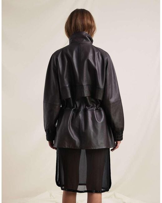 adidas Originals x ASOS Black Leather Jacket With Funnel Neck