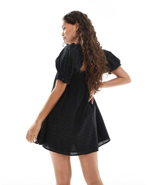 Miss Selfridge Black Broderie Smock Dress