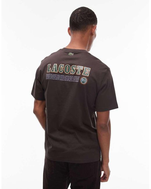Camiseta Marrón Con Logo Estampado En La Espalda De Lacoste de hombre de color Brown