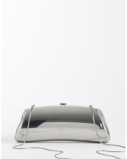 Mango Gray Rectangle Clutch Bag