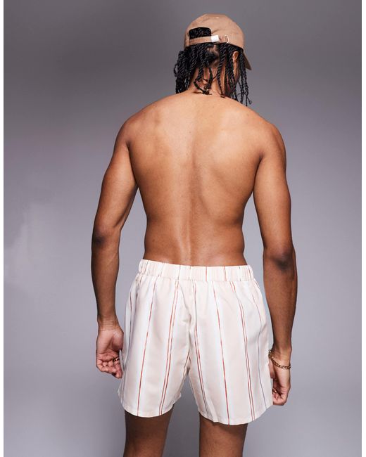 ASOS – kurze badeshorts mit strukturierten streifen in White für Herren