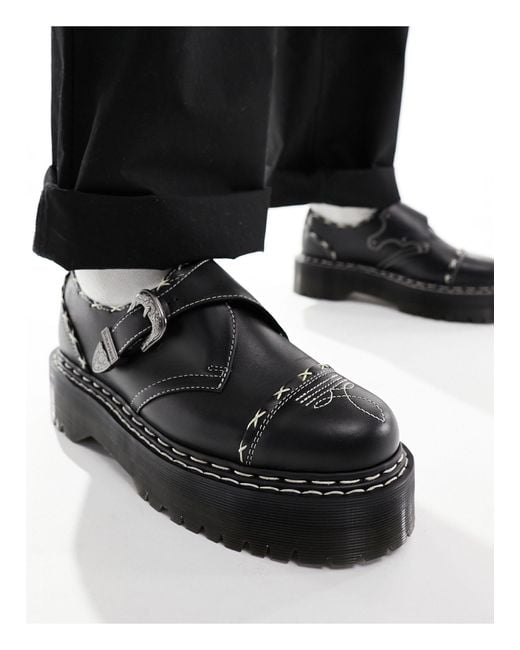 Dr. Martens Black Quad Western Gothic Monk Shoes