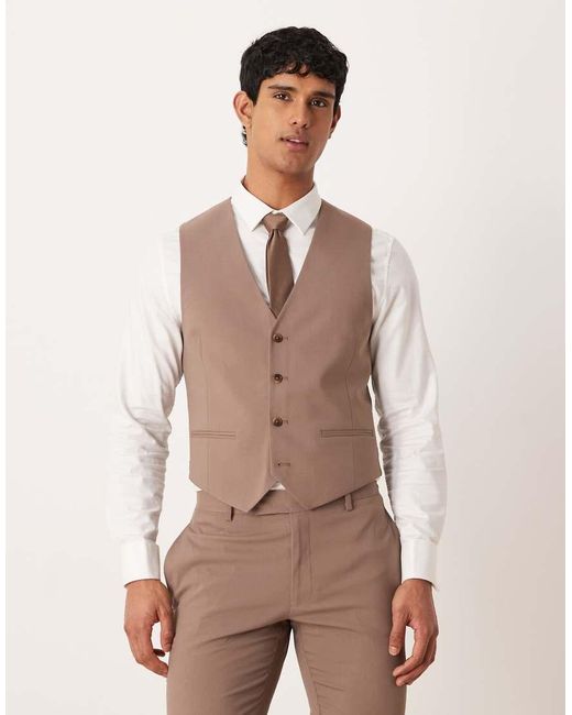 ASOS Natural Skinny Suit Waistcoat for men