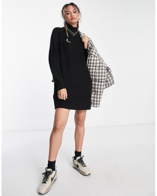 Noisy May Black High Neck Knitted Mini Jumper Dress
